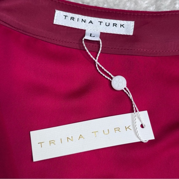 NWT Trina Turk Delia Red V-Neck Dress Large - Picture 7 of 12
